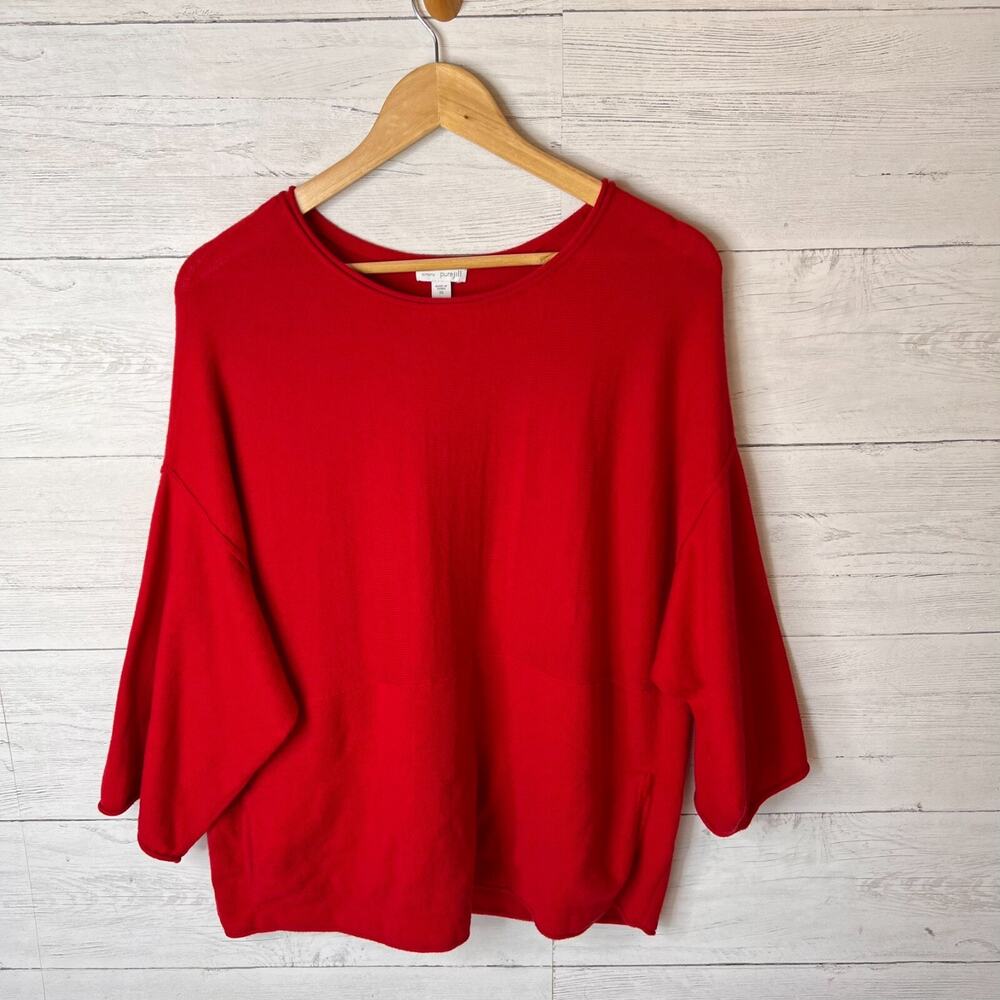 Pure Jill Sweater Womens Size XS Red Long Wide Sleeve Slouch Cashmere Blend